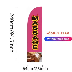 11ft Massage Flag Banner for Business Advertising Feather Flag Sign with Flagpole  Massage Signs Banner Set for Outside Business(Red)