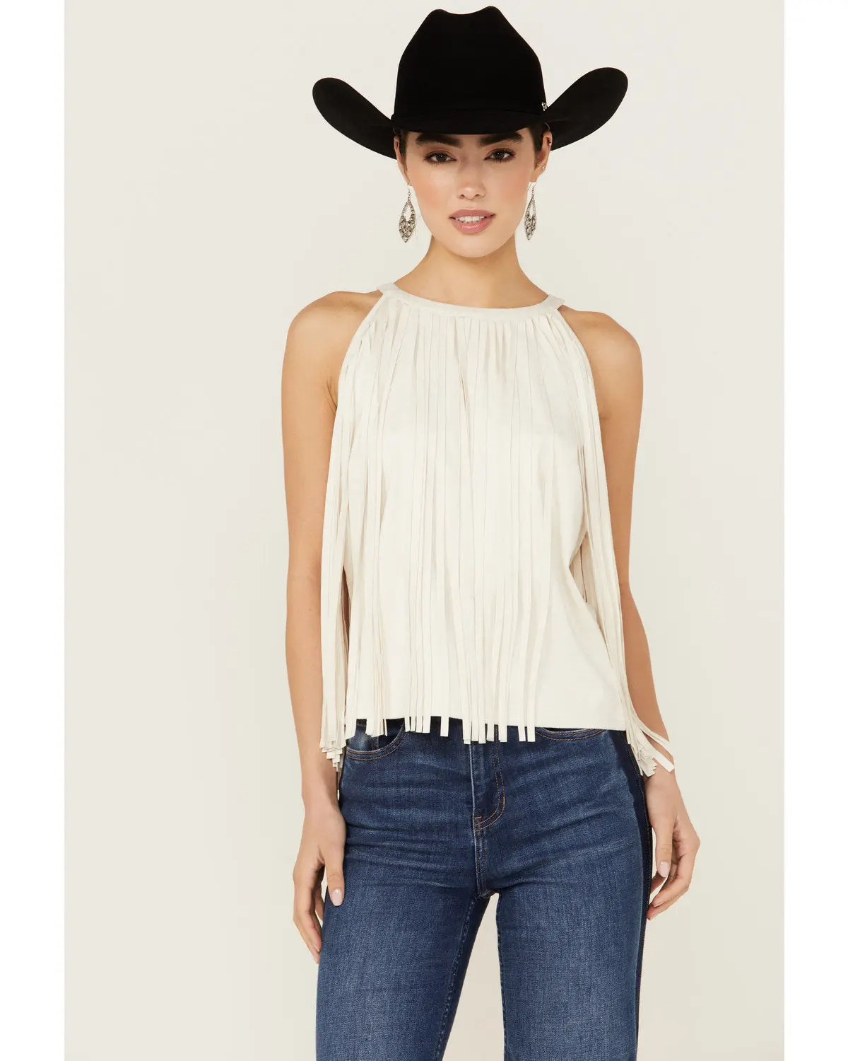 Madie Faux Suede Fringe Tank