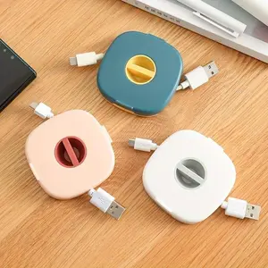 Portable Cable Winder, Retractable Cable Holder, Desk Cable Organizer For Wrapping Earbuds USB Phone Mouse Cords Earphone Wire Charger