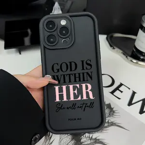 Phone case for iPhone 17 16 E Pro Max 15 Plus 14 13 12 11 Air XS XR God is within her Advanced fashion gift Shockproof Silicone TPU Bumper Drop Protection Soft Cover