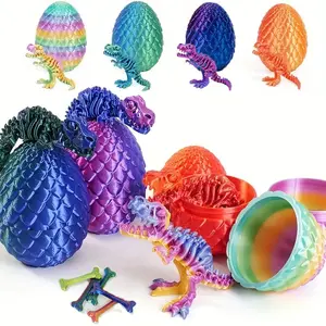 12-Piece 3D Printed Dinosaur Egg Set, Includes 4 Dinosaurs, 4 Eggs, 4 Bite Bones, Movable Joints, Fun Gift Statue for Holidays