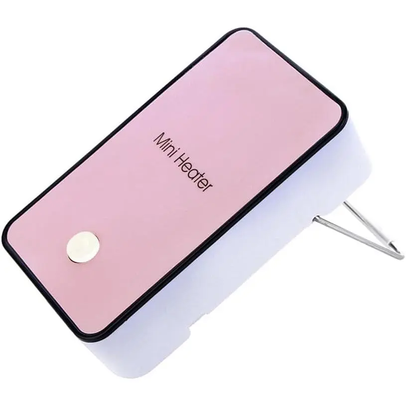 P-Safety Compact Mini Portable Electric Fan Heater - Energy-Saving Air Warmer with Anti-Slip Surface, Heat Resistant Corrugate Aluminium, Immediate Heating, Safe Power Off, Convenient Storage for Bed, Office Desktop (Pink)