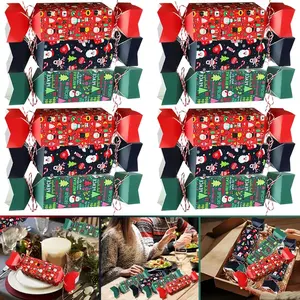 12 Pcs Christmas Candy Boxes with Ropes Cartoon Santa Claus Elk Snowman Pattern Treat Gift Box Paper Candy Shaped Cookies Goodies Boxes for Xmas Birthday Wedding Party Wrapping