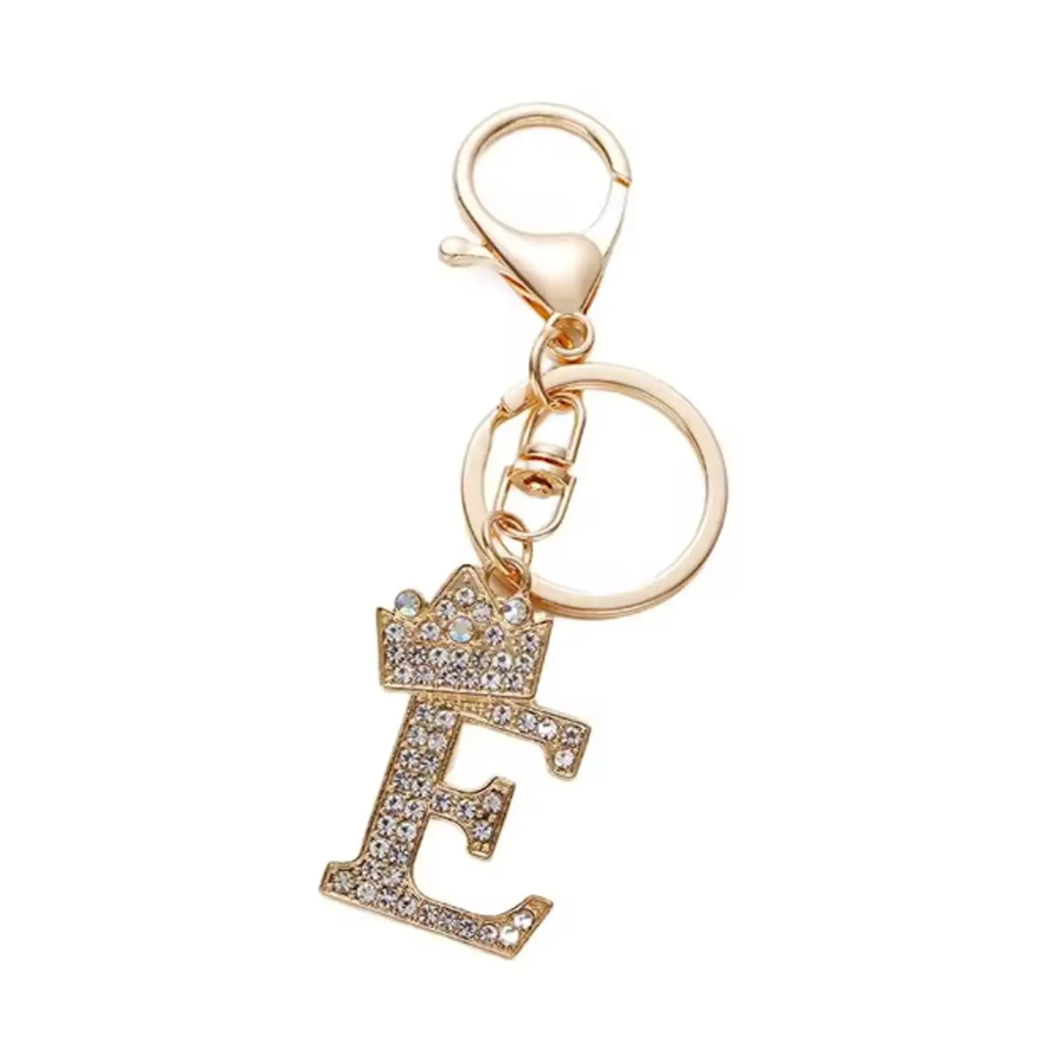 Elegant Gold-Plated Nameplate Keychain - A-Z Alphabet Crystal Pendant Charm, Initial, Personalized, Customizable Keychain for Handbag, Car Keys, Mother’s Day Gifts, Initial Keychains, Personalized Charm Keychains