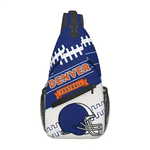 Street Style Denver Football Print Fashion Chest Bag For Man And Women, SWAG Shoulder Messenger Bag, With Adjustable Shoulder Strap, Zipper Closure, For Outdoor Activities Like Hiking, Cycling, Travel. Accommodate Up To 11 Inch Tablets. sling