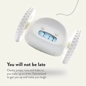 Loud Alarm Clock for Heavy Sleepers (Adult, Child, Teen Bedroom), Escape, Move, Annoy, Jump, Roll, Vibrate, 1 Snooze, Energize Wake Up, Numbers (Funny Gift) (Black)