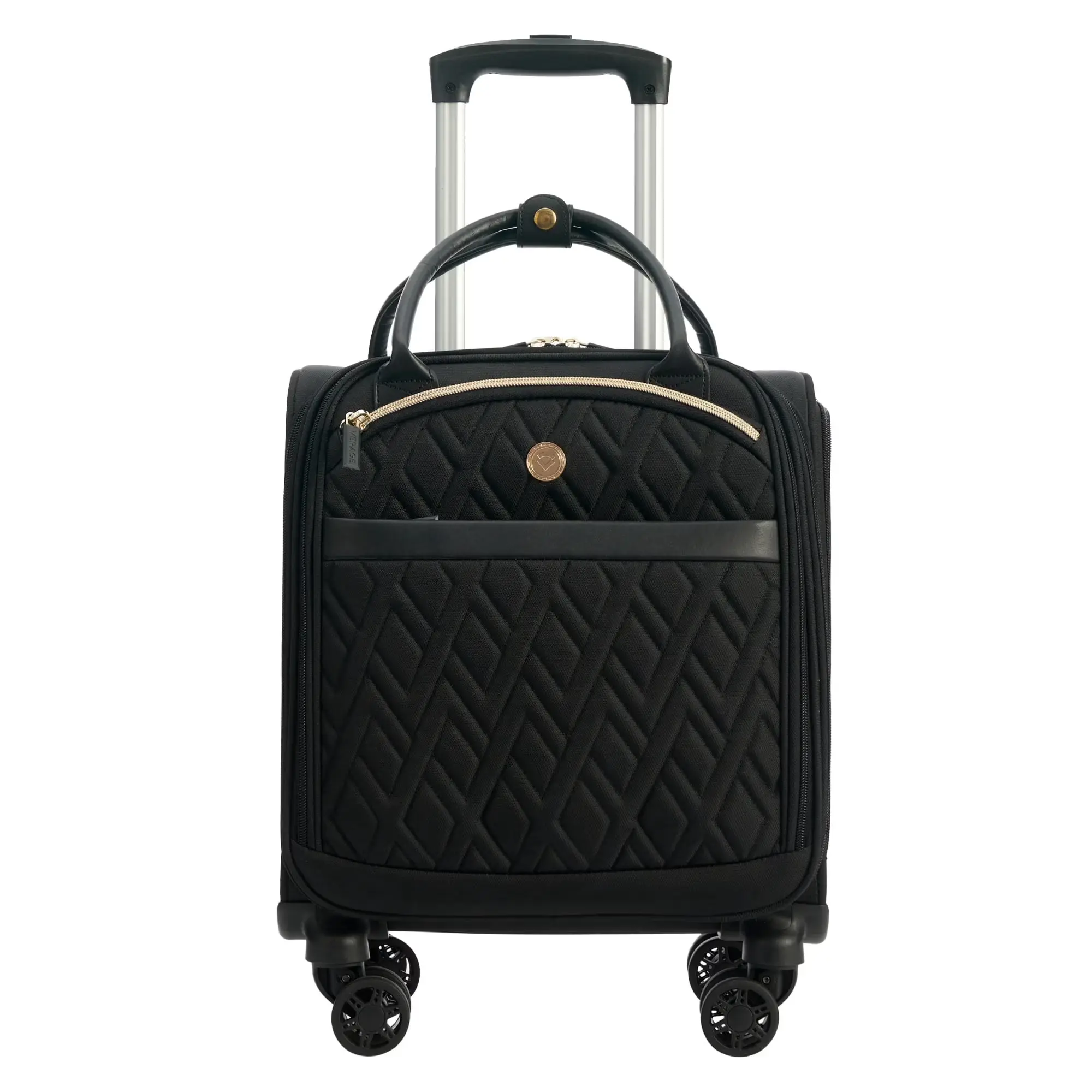 VERAGE Aphro GlideElle 14-Inch Underseat Carry On Luggage FAA Approved 360 Spinner Wheels USB Charging Port Padded Laptop Pocket Wet Dry Compartments for Women Airline Compliant