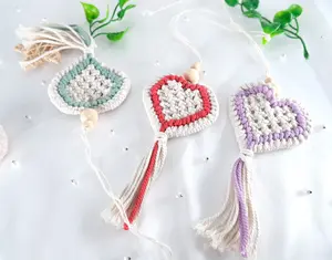 Macrame Heart Car Charm  Boho Car Accessory Macrame Car Decor Car Hanging Home Decor