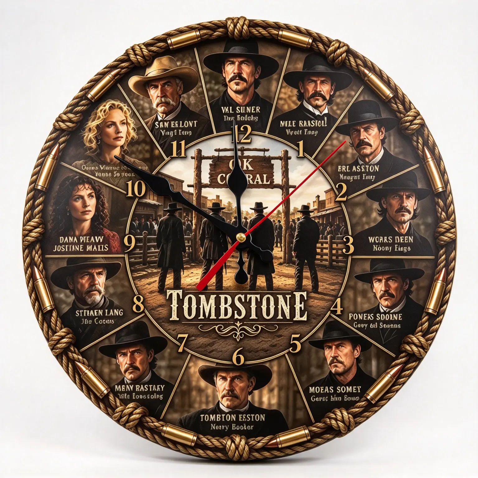 Vintage Western Cowboy Wall Clock, Silent Non Ticking,NO Assembly,11.8 Inch Battery Operated Wall Clocks Decorative for Home Living Room Bedroom Kitchen Office Decor