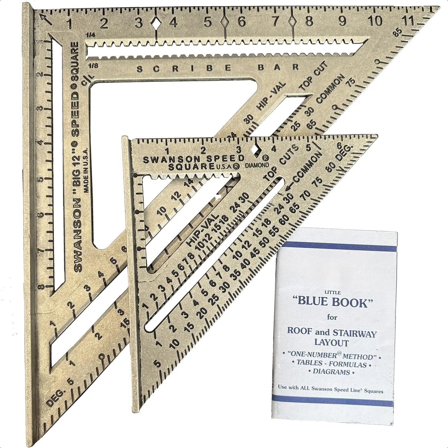 Inc SW1201K Value Pack 7 inch Speed Square and Big 12 Speed Square (without layout bar) ships with Blue Book