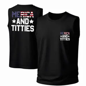 America And Titties Patriotic Tank Top, Funny 4th Of July Sleeveless Shirt For Men Women Hoodie - Sweatshirt