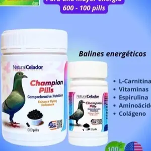 Natural Celador Pigeon Power 600 Pills - 100% Natural Supplement for Energy, Vitality, and Health of Young Pigeons with Plant & Animal Proteins, Spirulina, and Probiotics
