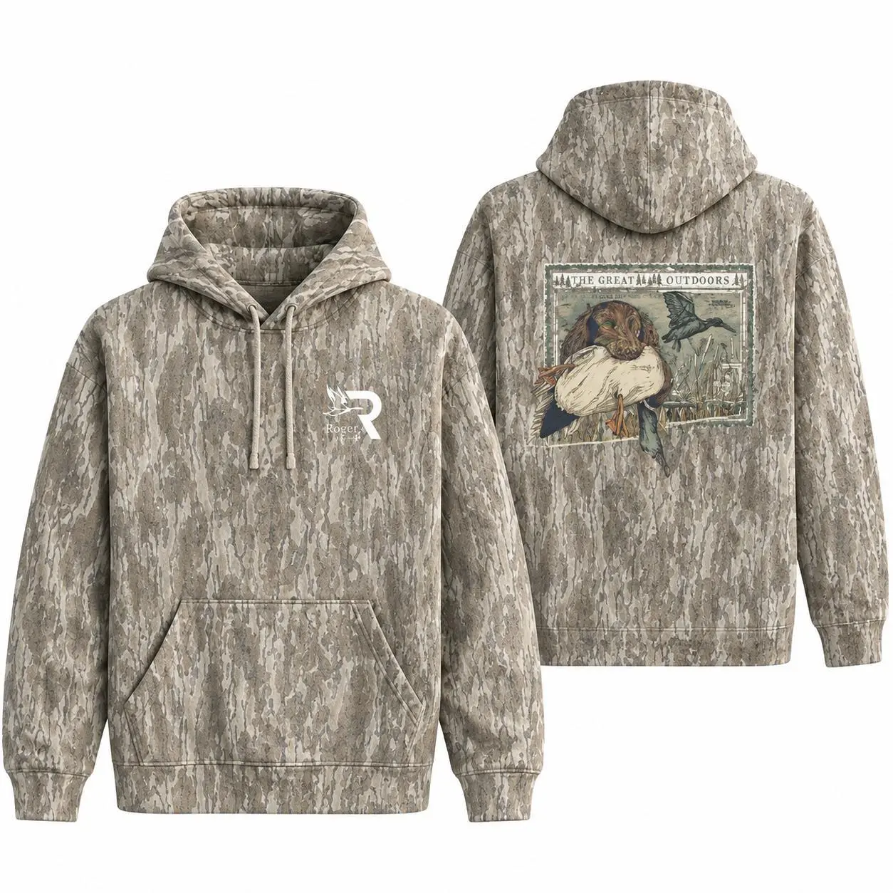 Mossy Oak Original Bottomland Roost Waterfowl Boykin Stamp Washed Out Camo, Western Rodeo Graphic Sweatshirt, Vintage Camo Cowboy Aesthetic, Country Streetwear for Men & Women Fabric, Gift for Fan