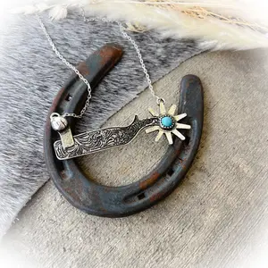 Western Cowboy Spur Necklace - Silver Lightweight Cowgirl