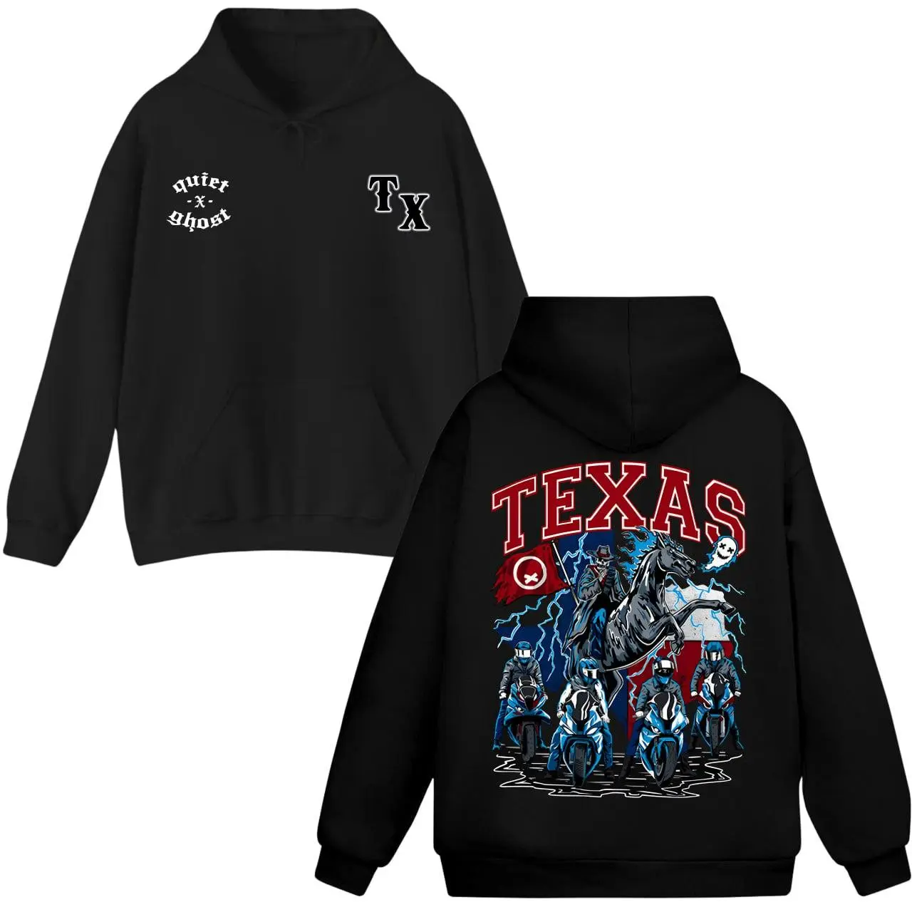 Texas Hoodie Quiet X Ghost, Texas Racing Hoodie, Unisex Hoodie, Gift For Him, Gift For Her Sweaters Tops Underwear Pullover