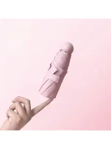 Windproof Compact Umbrella With Case UPF 50+ Sun Defense Lightweight 8 Reinforced Ribs Tiny Pocket Umbrella For Purse Or Bag Women Kids And Men Travel Outdoor