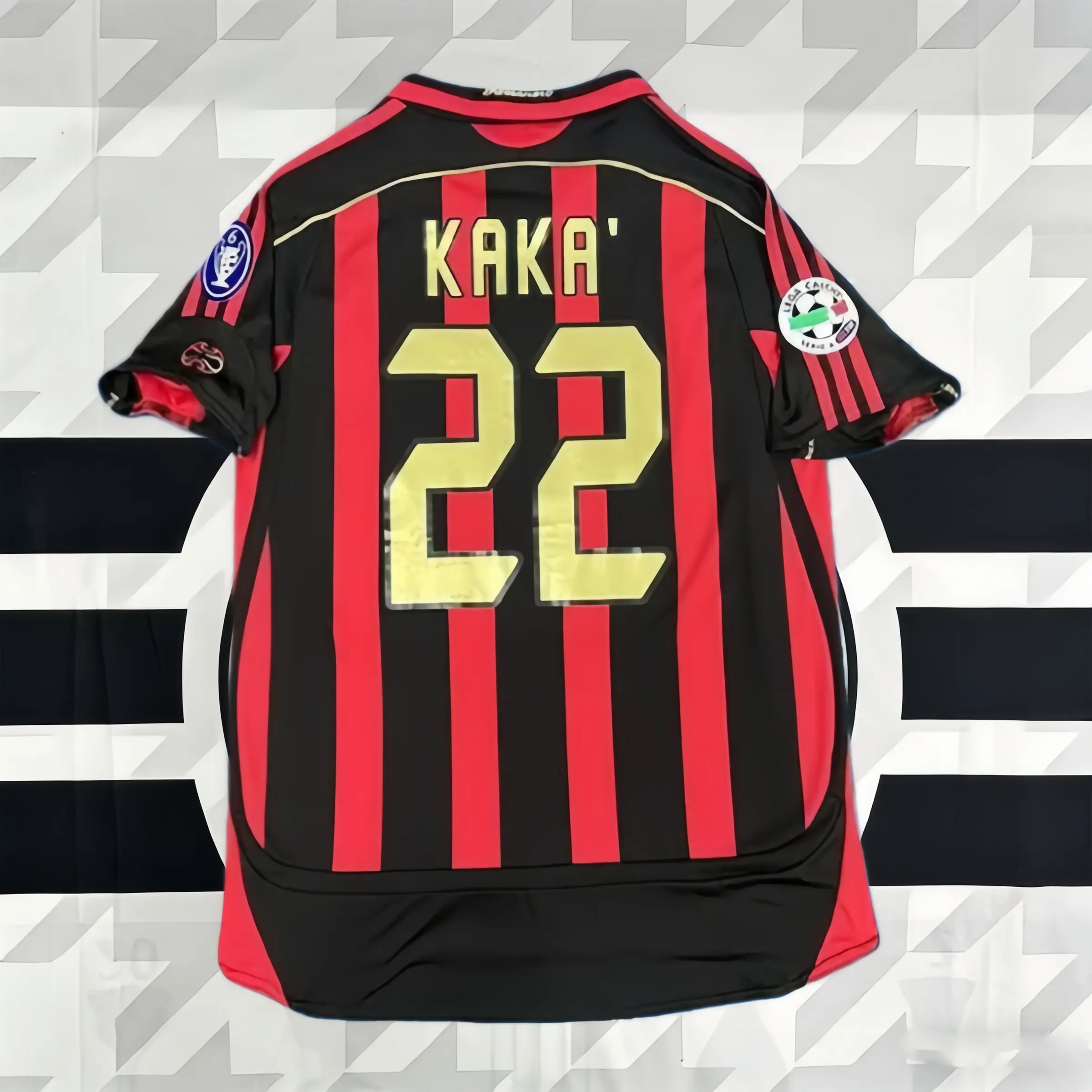 06-07 Home Short Sleeve Red and Black Stripes #22 Kaka Jersey