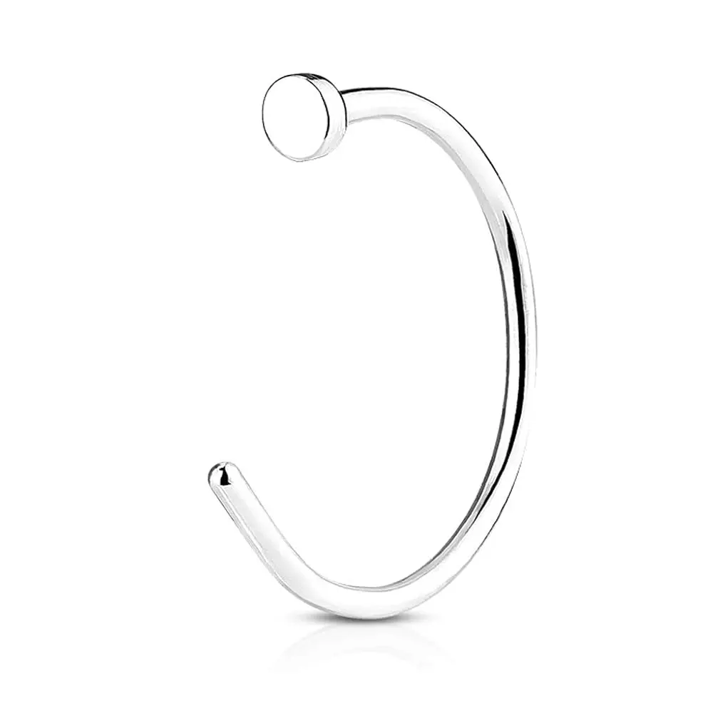 Fifth Cue Surgical Steel Nose Hoop Ring 20G - Tiny Flat Disc Design