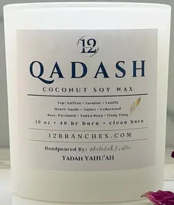 Qadash Luxury Candle - Coconut Soy Wax | Saffron Jasmine Amber Scent | Clean Burn | Hand Poured | 10 oz / 16 oz