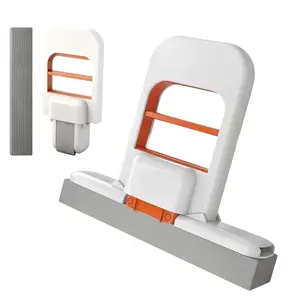 [Two pack]Mini Mop 2026 New Upgrade Portable Self-Squeezing Mop for Small Spaces Wet & Dry Use Orange with Sponge for Bathroom Kitchens & Desktop Glass Can Stand or Hang Lightweight and Compact