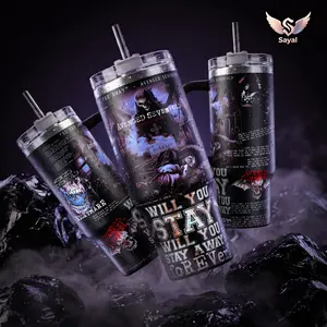 AVENGED SEVENFOLD "So Far Away" Nightmare Era Graphic HEAVY METAL Sayal 40 oz Vacuum Insulated Cup Straw Keeps Drinks Hot Cold 12H+ For Rock Lovers & Aesthetic Vibes Deathbat Style Splash-Proof 18/8 Stainless Steel Comfort Handle Mug For Fans