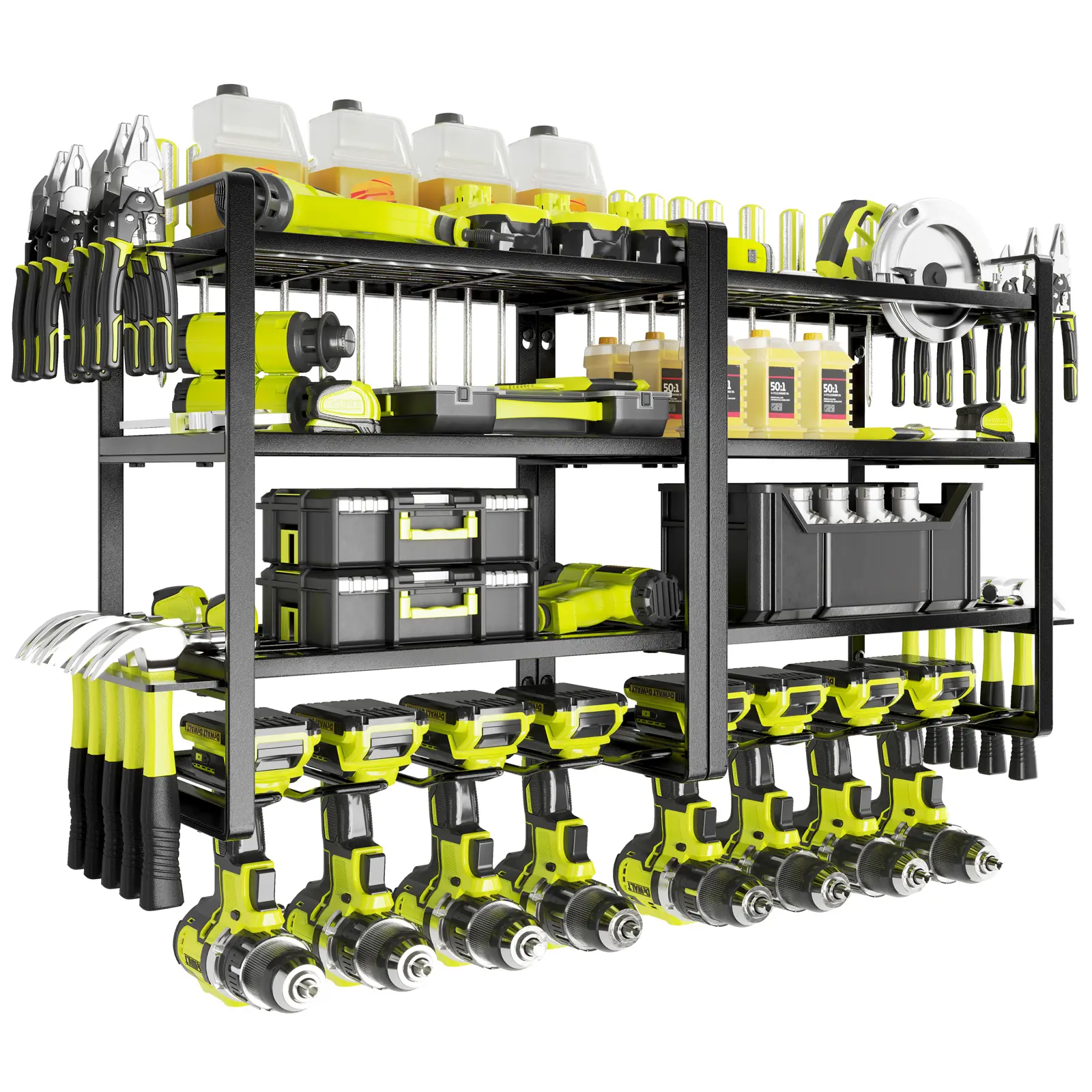 [Your friend bought it once]  KAFAHOM Power Tool Organizer, 8 Drill Holder Wall Mount, 4 Layers Garage Tool Organizers and Storage Rack, Tool Shelf with Screwdriver/Plier/Hammer Holder