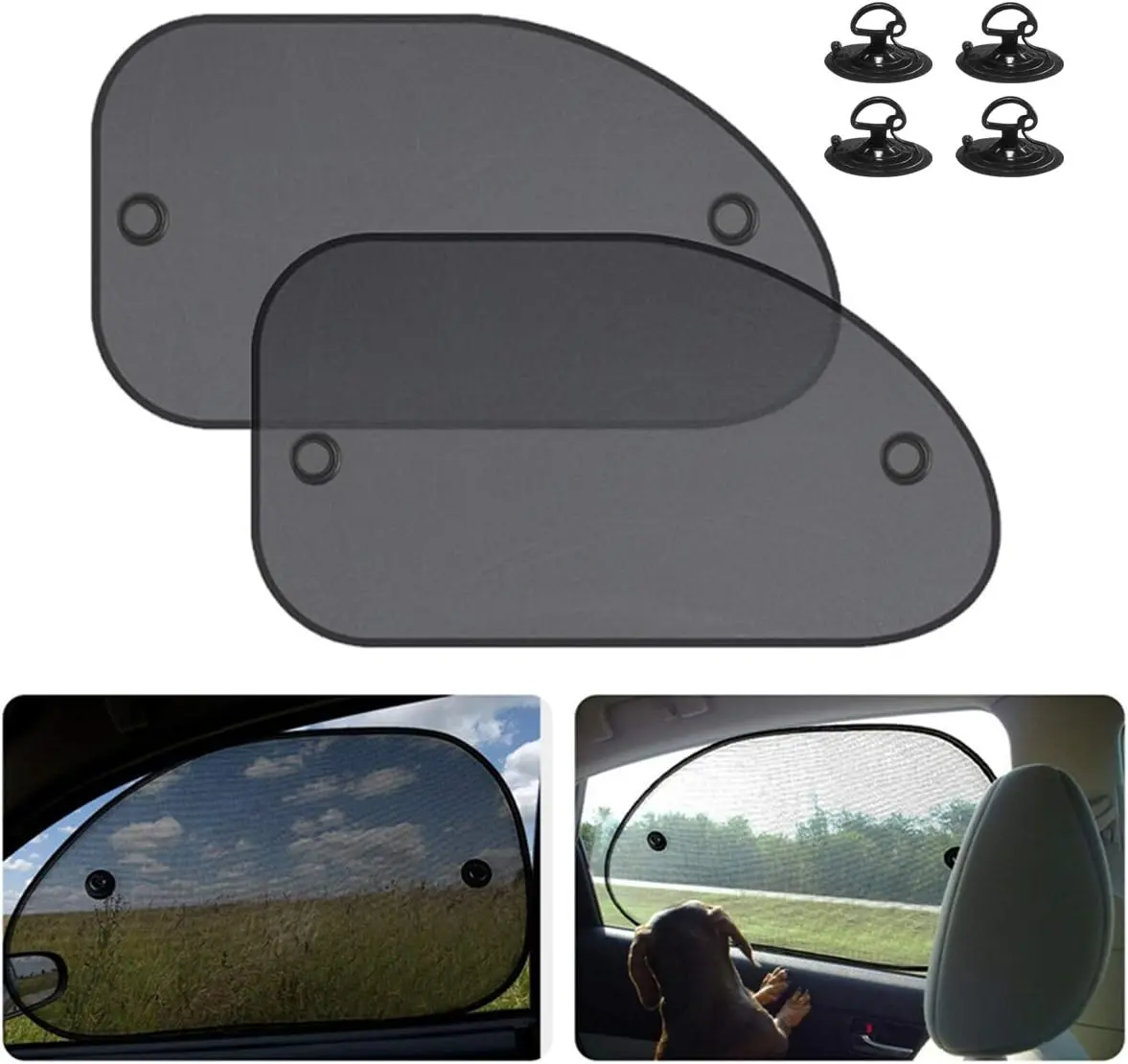 2 Pack Universal Car Window Shade, Cling Sunshade - Sun, Glare and UV Rays Protection for Your Child - Baby Side Window Car Sun Shades, Blocks Over 98% of Harmful UV Rays (Large)