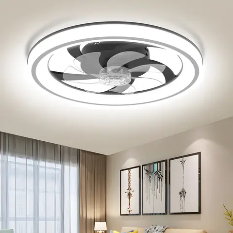 GLITGATE Modern Acrylic LED Ceiling Fan Light - Flush Mount 2.4G Model with 6-Speed, 3 Dimmable Color Temperatures, Timer Set & Forget, App/Remote Control, Adjustable Brightness, Ideal for Bedroom or Living Room Home Indoor Decor, Ceiling Fan Lights