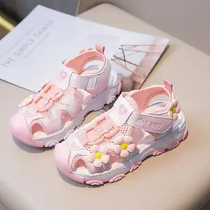 Elegant Floral Sandals Closed Toe Soft Bottom Summer Outdoor Footwear 25-36