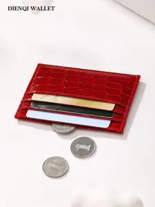 Women's Fashion Crocodile Embossed Card Case, Slim Multi-Slot PU Leather Credit Card Holder, Elegant Minimalist Organizer, Lightweight & Portable