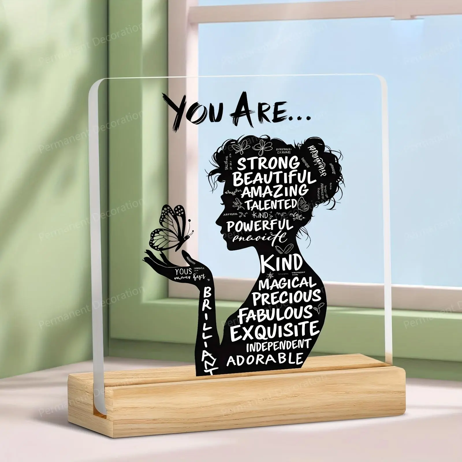 Motivational Acrylic Desk Plaque, Decorative Plaque, Acrylic Plaque Sign, Wooden Base Inspirational Ornament, Acrylic Desktop Decoration, Uplifting Gift for Birthday, Graduation, New Job, Teacher Appreciation, Encouragement, Decor