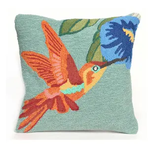 Liora Manne Frontporch Hummingbird In/Out Pillow Sky 18" x 18"