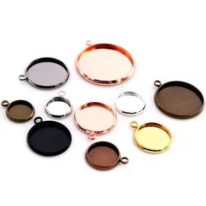 Iron Material 10-20mm Inner Size  8 Colors Plated One Loops Style Cabochon Base Cameo Setting Charms Pendant Tray
