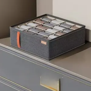 Drawer Closet Storage Organizer, Grid Divider Box for Bra, Socks and Underwear, Space Saving Home Dorm Wardrobe Organization, Foldable Storage Organizer