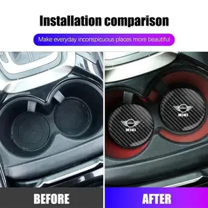 Hot-selling carbon fiber car cup anti-slip mat, Car Auto Accessory, suitable for BMW Mini Cooper R56 R50 R53 F56 R60 2011 2012 2013 2018 2019 Car Accessories