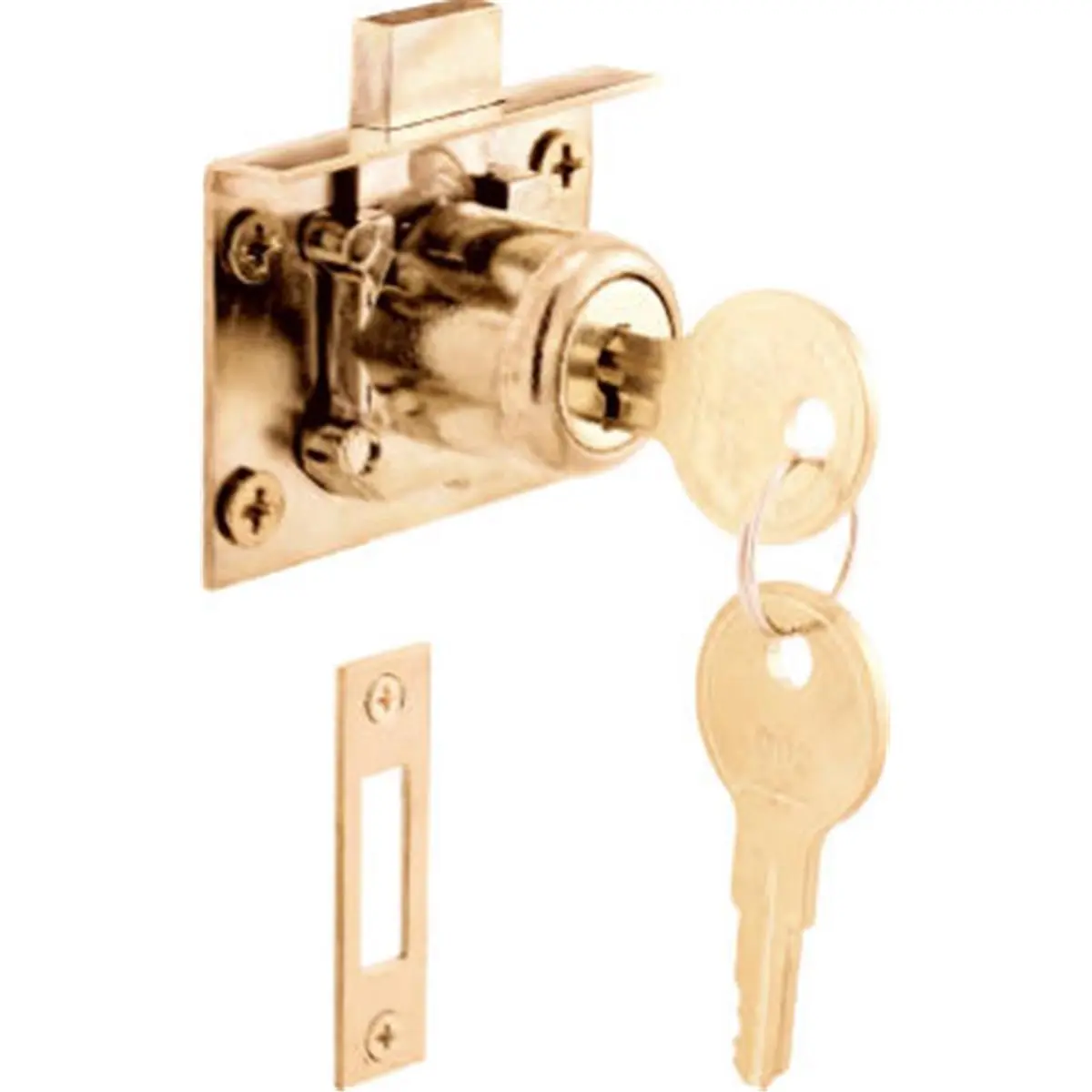 212 MAIN Mortise-Type Spring-Loaded Self-Latching Door Lock, 7/8 in Brass-Plated Cabinet Accessory with Keeper Included, Fits Motorcycle Panels & Security Components