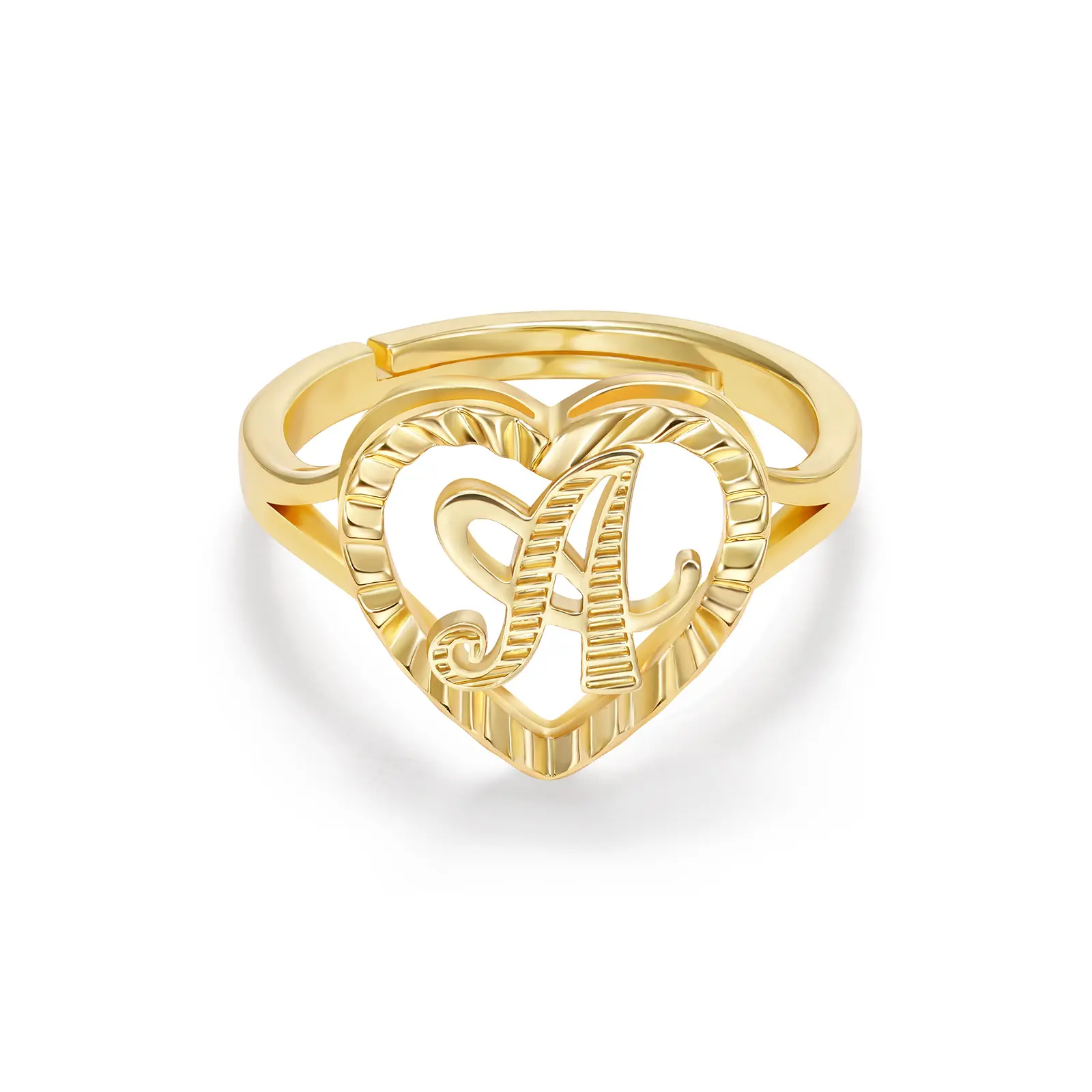 KissYan Gold Initial Letter Rings for Women, 14K Vintage Dainty Heart Adjustable Non-Tarnish Name Ring Jewelry Gift Mothers Day Gift Ideas,summerwins