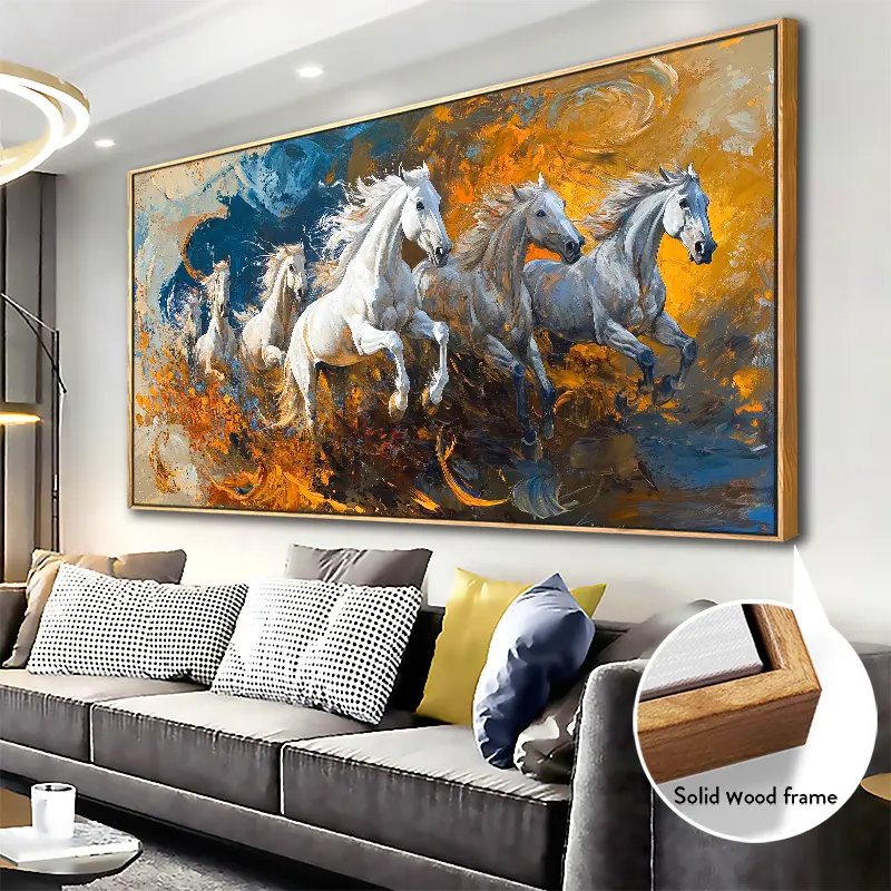 A wooden frame - Modern abstract painting, large-sized canvas printing poster art -1.5 inches thick - Wall mounted for decoration in living rooms, offices, dining rooms, and bedrooms - Local warehouse