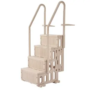 VEVOR Swimming Pool Ladder, 4-Step Double Handrails Stairs with Non-slip Heavy Duty Steps, Max Load Capacity 400 lbs, for 48-54 In Inground Above-ground Pools of Any Decking Surface, Taupe