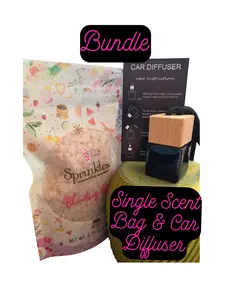 Bundle -Single Scent Bag Oil Pink Zebra Wax Melts & Car Diffuser