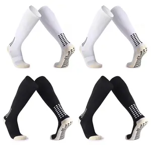 4 Pairs Knee High Non-Slip Soccer Socks for Men & Women - Football, Basketball, Hockey Sports Grip Socks
