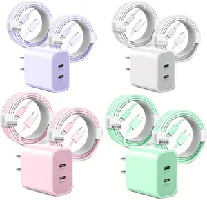 4 Color Fast Charger For IPhone 14 Charger [MFi Certified] 40W (20W+20W) Dual Port USB-C Quick Wall Charger Block With 6FT TypeC To Lightning Cable Fast Charging For IPhone 14/13/12/Pro/Max/11/XR/SE 2022 Cellphone Smartphone
