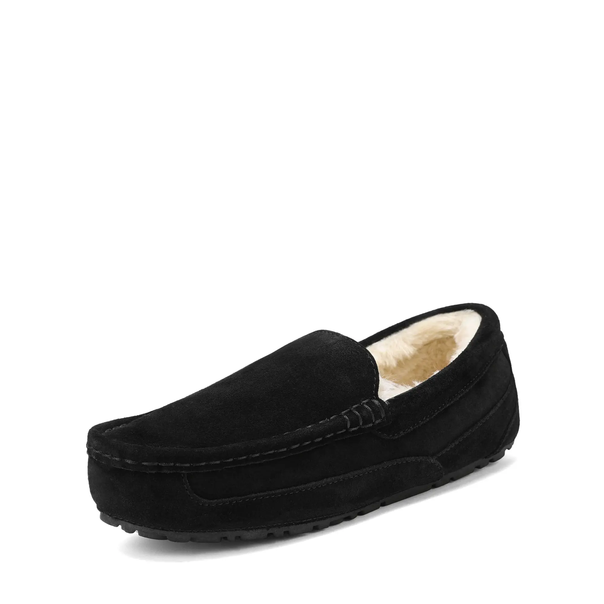 DREAM PAIRS Men's Suede Leather Moccasin House Slippers - Fuzzy, Warm, Comfortable Loafers for Indoor-Outdoor Use with Plush, Low-Cut, Light Clog Design, Plush Men's Clogs, Low-Cut Men's Clogs