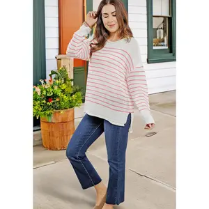 Lightweight Striped Side Slit Sweater