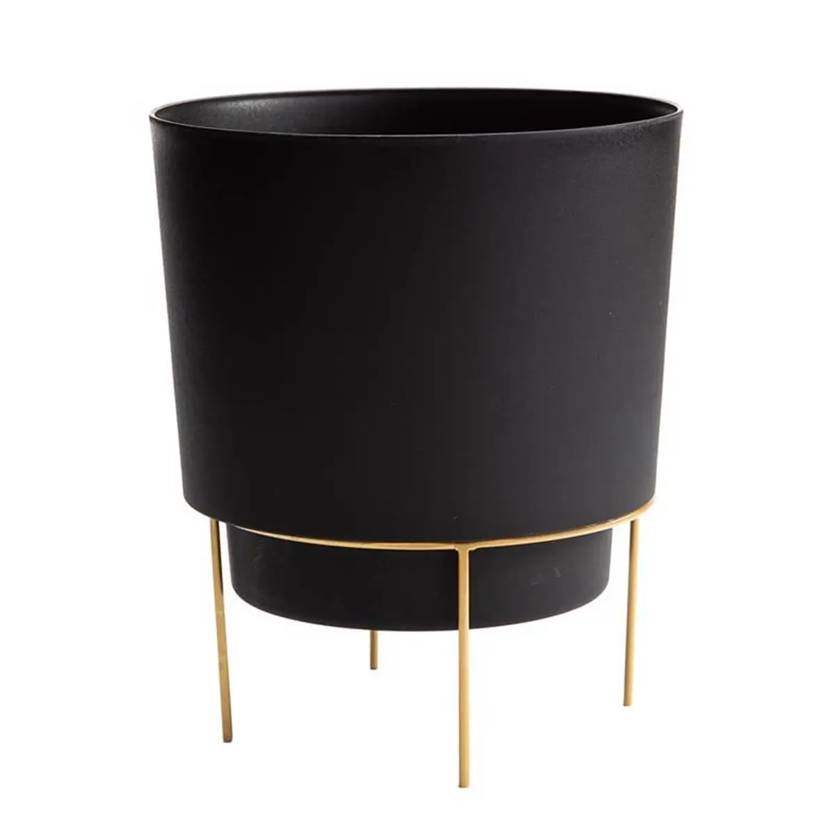 212 MAIN Modern Round Decorative Garden Planter, 8x6 in. Hopson Metal & Plastic Elevated Stand, Black, Outdoor-Ready for Outside, Drainage Holes, Separable Parts, Elevated Planter, Planters For Outside