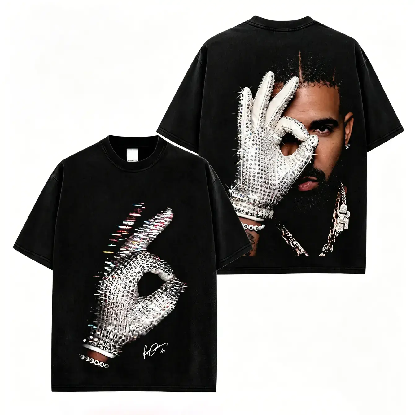 Men's Oversized Distressed Cotton T-Shirt - Drake The Iceman 2026 # 13 HIT Album Vintage Rap Merch, Hip Hop Streetwear, USA Trend loose fit streetwear hip-hop style button