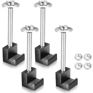 Upgraded Truck Tool Box Mounting Kit Comes With Fastening Nuts - Aluminum Pickup Truck Bed Toolbox Mounting Kit - Universal Black Truck Tool Box Tie Downs Accessories - J-Hooks Crossover Fixed Kit