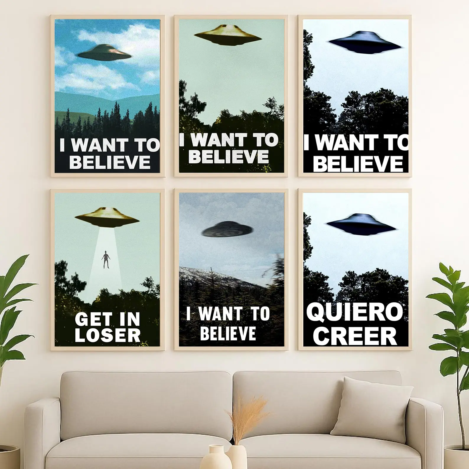 UFO Aliens TV Show Poster Cool Blue Style Fantasy Scifi Horror Spaceship Cool Wall Art Print Poster.
