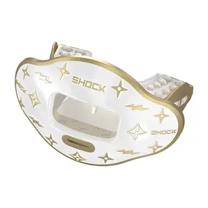 Shock Doctor 3D Lux Max AirFlow Football Mouthguard - White & Gold Design