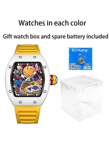 Dopamine Smile Wine Barrel Hollow-Out Trendy Glow-In-The-Dark Watch, Rectangle Analog Quartz Movement, Alloy Case, All Seasons